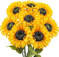8 PCS 5.9" W x 24.8" H Large Sunflowers Artificial Flowers with Long Stems Silk Fake Big Sunflowers Bouquet Faux Sunflower Arrangement for Home Vase Table Wedding Garden DIY Fall Decor