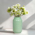 Ceramic Flower Vase, 9 Inch Green Vases for Home Decor, Modern Vase, Centerpieces, Table, Shelf, Console Cabinet, Entryway, Living Room, Bathroom, Office Decor