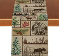 Rustic Cabin Table Runner, Farmhouse Deer Bear Retro Pine Forest Wooden Plank Wild Animal Seasonal Coffee Table Center Decor for Home Kitchen Dining Patio Holiday Party Table Decorations 13x72 inches
