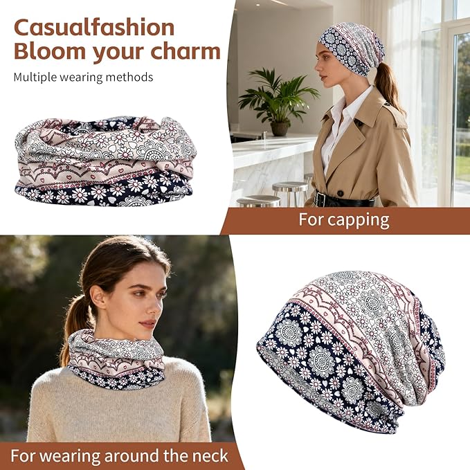 Women's Slouchy Beanie Hat Chemo Caps Cancer Headwear Hats Turban Baggy Sleeping Cap Boho Hats
