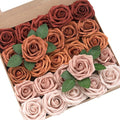 Ling's moment Artificial Flowers, 25Pcs 3" Roses in Amber Shades, Realistic DIY Foam Floral Decor for Wedding Bouquets/Centerpieces, Outdoor Party Backdrops, Room/Table, and Garden/Pot Decorations