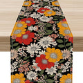 Boho Floral Table Runner, Colorful Vintage Flower Bohemian Floral Print Table Decor for Home Kitchen Dining Patio Holiday Party Indoor Outdoor Table Decorations 13x36 inch