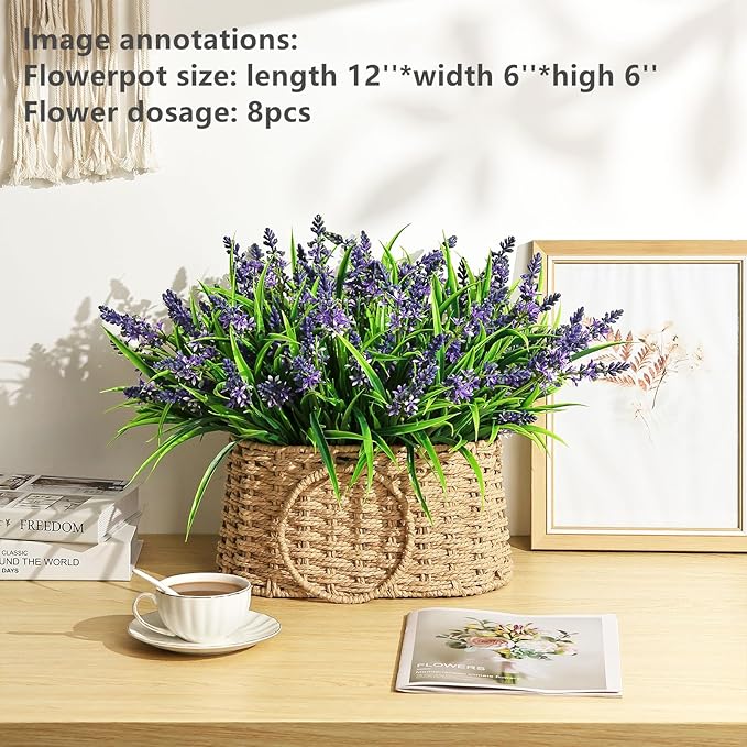 QIANYUN Fake Flowers Lavender Small Wild Flower Daisy 6 Bundles Faux Plastic Purple Flowers for Home Wedding Kitchen Garden Table Centerpieces Indoor Outdoor Decor (Purple Lavender)