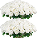 Auihiay 60PCS Artificial Roses Bulk, White Velvet Silk Fake Roses, Realistic White Flowers for Wedding Centerpieces, Bridal Bouquets, Home Decor, Baby Shower, Valentine's Day Party Decorations