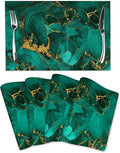 Turquoise Marble Decorative Placemats Set of 4, Emerald Dark Green Table Mats for Kitchen Holiday Party Modern Farmhouse Home Decor 12x18 Inch