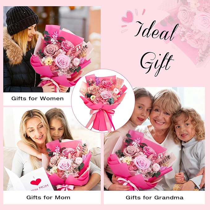 Vrioca Flowers for Delivery, Preserved Flowers Bouquets, Birthday Gifts for Women Mom