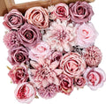 Artificial Flowers Combo Dusty Pink Roses with Stems Bouquets Bridal Wedding Shower Decorations Fake Floral for Party Table Centerpieces Home Decor