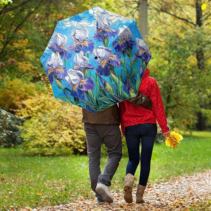 Small Compact Travel Automatic Folding Umbrella for Women, Portable Lightweight, Rain, Wind, UV Sun Shade