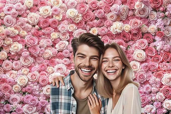 10x6 ft Pink Flower Wall Backdrop Floral Rose Floral Photography Backdrops Girls Princess Birthday Baby Shower Wedding Bridal Shower Photo Background Mothers Day Picture Cake Table Decor Banner