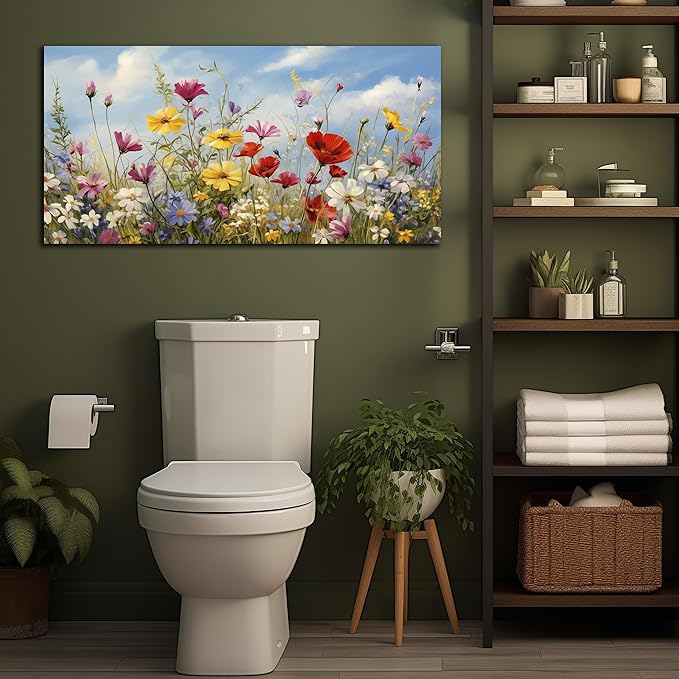 Flower Wall Art for Bedroom Teen Girl Colorful Artwork for Wall Floral Wall Decor for Living Room Ready to Hang 20 x 40 Inch
