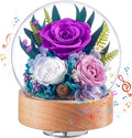 Eterfield Flowers for Delivery Prime, Christmas Preserved Roses Gifts for Women - Forever Flower in Glass Dome Birthday Gifts for Mom Wife Grandma Her Valentine’s Day (Purple, Sphere)