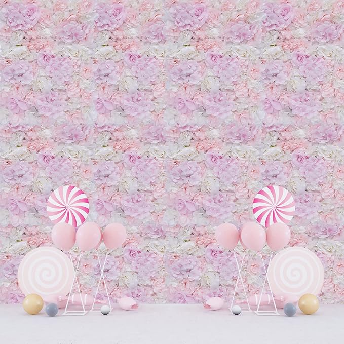 LOYALHEARTDY Artificial Flower Wall Panels 12 Pack of 16 x 24" Flower Wall Mat Faux Rose Flower Backdrop Panels for Backdrop Wedding Wall Decorations Light Pink
