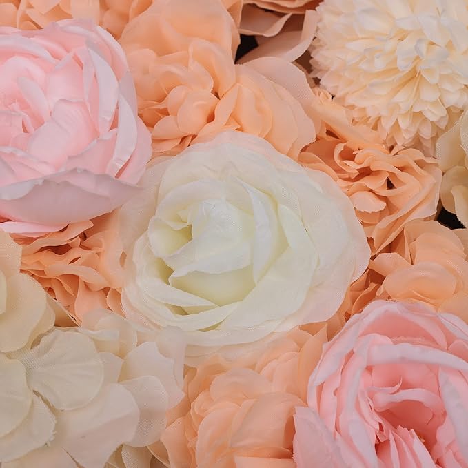 Gdrasuya10 6pcs Realistic Flower Wall Background Artificial Flowers Wall Backdrop Panel 3D Silk Rose Fake Flower Wall Panel Banquet Wedding Party Decor, Photography Background 60 x 40 cm