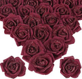 100pcs Burgundy Glitter Roses 2.56" Foam Glitter Flowers Fake Roses Artificial Roses for Bridal Shower Centerpieces DIY Wedding Flower Floral Arrangements