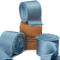 Ribbli Dusty Blue Silk Satin Ribbon 1.5 Inch x 30 Yard Handmade Frayed Chiffon Dusty Blue Ribbon for Gift Wrapping Wedding Invitations Bridal Bouquets Home Decor