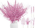 30 Pcs Artificial Christmas Tree Picks and Sprays Glitter Berry Stem Branches Holly Floral Picks Twigs Christmas Tree Ornaments for DIY Xmas Wreath Vase Filler Decorations(Pink)
