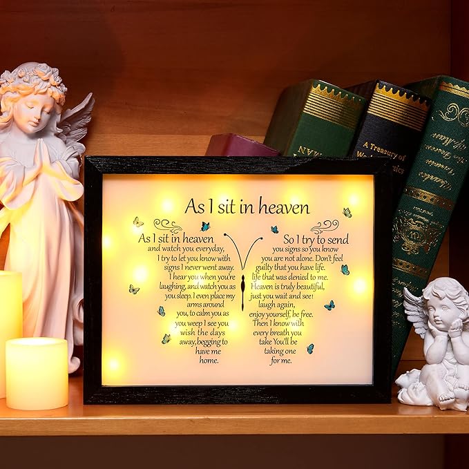 WOODEXPE Sympathy Gift LED Memorial Shadow Box 8x10 Memorial Gifts for Loss of Loved One (Butterfly Black)