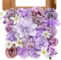 Artificial Flowers, Purple Silk Flowers for DIY Wedding Bridal Bouquets, Fake Cake Flowers for Centerpieces,Baby Shower, Table Arrangement, Home Party Decorations