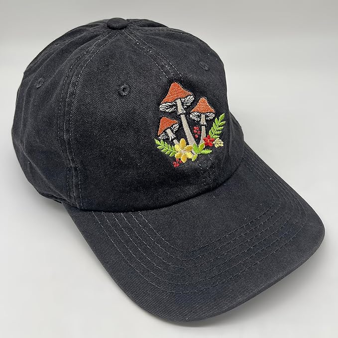 Cute Flower Hat, Elegant Floral Embroidered Adjustable Baseball Cap for Men Women, Gifts for Flower Lovers, Black