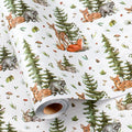 MAYPLUSS Christmas Wrapping Paper Roll - 17 In x 33 Feet - Cute Watercolor Christmas Tree Reindeer Rabbit Squirrel Gift Wrap Paper for New Year, Holiday, Kids