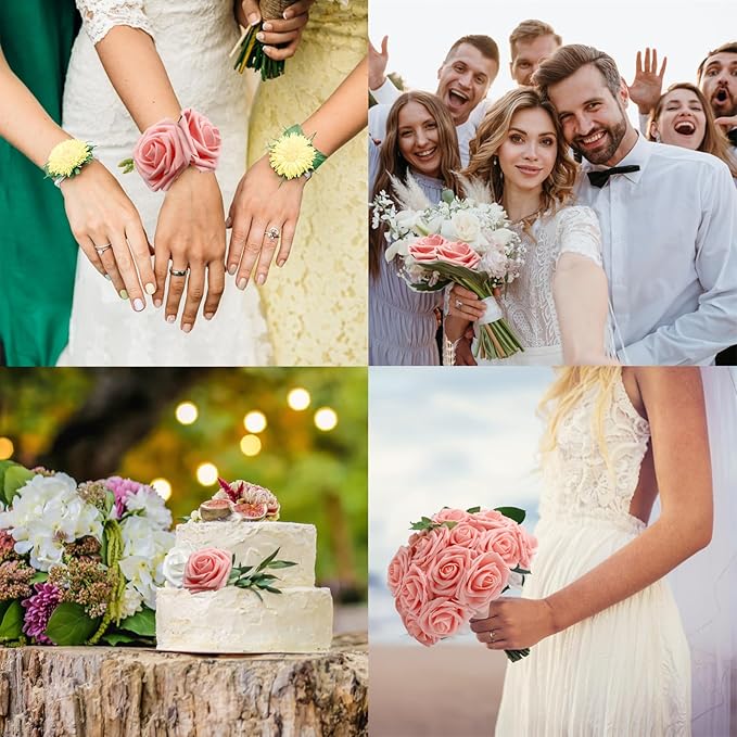 JOYLEX Artificial Flowers Realistic Roses, Real Looking Fake Roses with Stem for DIY Wedding Bouquets Centerpieces Bridal Shower Party Home Romantic Decorations (Pink, Regular 3" - 200pcs)
