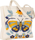 Aesthetic Embroidery Tote Bag for Women - Reusable Canvas Cute Shoulder Bag for Shopping, Grocery, Work, Book