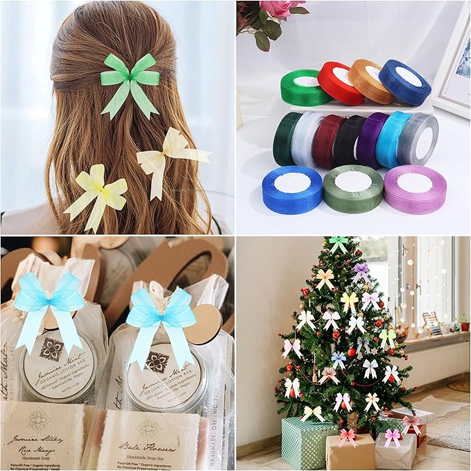 3/4 Inch x 50 Yards Sheer Organza Ribbon Chiffon Ribbon for Gift Wedding Flower Bouquet Wrapping Decorations Crafts (Yellow)