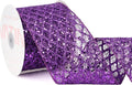 VATIN 4" Purple Christmas Ribbon, Purple Glitter Mesh Diamond Web Sequin Dots Wired Christmas Ribbon for Gift Wrapping Bow Making Wreath Supply-10 Yards