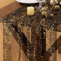 Socomi Christmas Snow Table Runner Gold Gauze Sheer Chiffon Cheesecloth Sequin 10FT Glitter Metallic Foil Dining Wedding Birthday Party Fall Winter Holiday Centerpiece Table Decor 3pcs Black