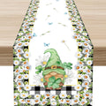 Daisy Gnome Table Runner, Butterfly Truck Buffalo Plaid Yellow Summer Farmhouse Decor for Family Kitchen Farmhouse Holiday Party Table Decorations Indoor Outdoor 13x90 inch