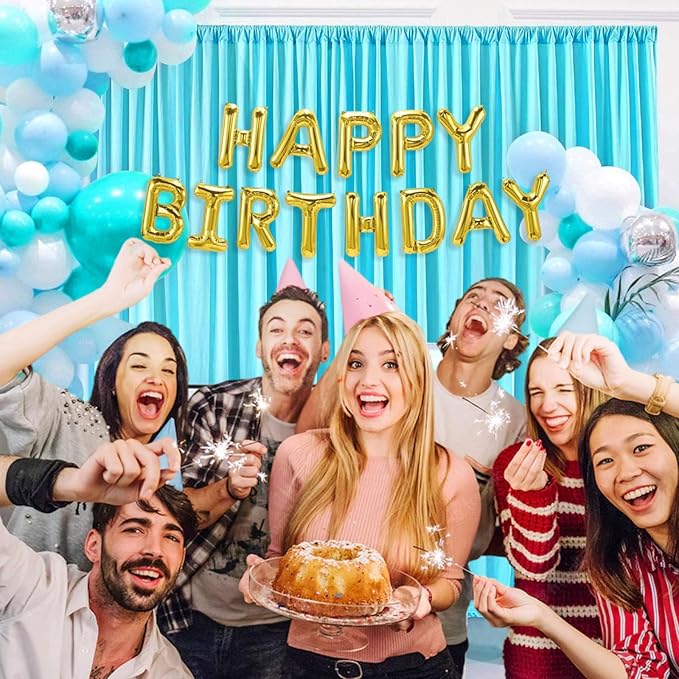 10 x 10 Feet Sky Blue Backdrop Curtain for Partie, Background Curtains for Photoshoot, Birthday, Wedding, Halloween, Thanksgiving, Christmas, New Year Party Decorations 5Ft x 10Ft, 2 Panels