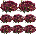 ASTRYAS 8Pcs Artificial Peonies Silk Flowers Fake Peony Bouquet Faux Peonies Flowers Bulk for Decoration Vase Florals Arrangements Wedding Home Party Table - Burgundy Red