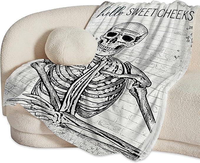 Funny Skull Throw Blanket - Skeleton Gifts & Decor, Soft Warm Cozy Fleece Blanket for Boys, Men, Girls, Women, Kids, Adults - 60"x50"