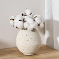 Ceramic Flower Vase, 6.22 Inch Rustic Farmhouse Vase Home Decor, Handcrafted Vintage Pottery Vase, Small Terracotta Vases for Living Room, Table, Shelf, Fireplace, Cream-White