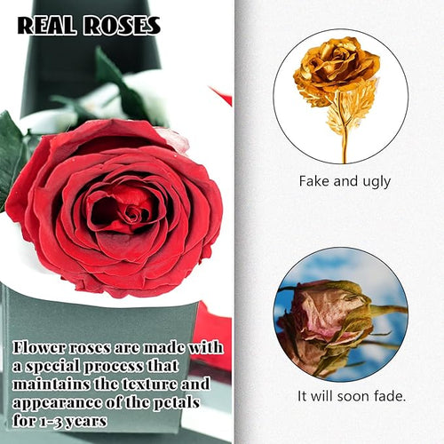 16-Piece Forever Flowers Heart-Shaped Box – Real Immortal Preserved Roses Lasting a Year, Perfect for Birthday, Girlfriend, Mother, or Wife, Valentine Day Gift for Her - Red