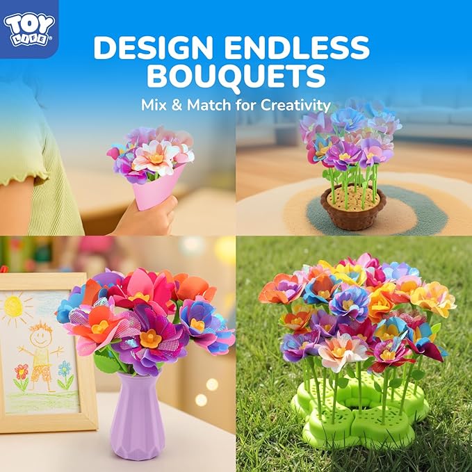 TOY Life Crafts for 3 4 5 6 7 8 Year Old Girls - DIY Fabric Flowers Bouquet Craft Kit for Kids – Art and Craft Kits for Kids Ages 4-8 | Educational Birthday Gifts for 3 4 5 6 7 8 Years Old Girls