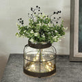 Vintage Glass Farmhouse Vase, Rustic Lantern Decor with Plants Flowers Lights Vintage Style Vases for Home Decor Floral Arrangement Hostess Gift