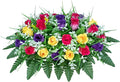 Artificial Cemetery Flowers Saddle-Shaped Tombstone Decorations Non-Fading UV-Resistant（Yellow+Purple+Brilliant Red Saddle）