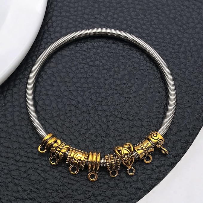 WOCRAFT 60pcs Antique Gold Bails Charms Bracelet Charms for Jewelry Making Sets DIY Necklace Bracelet Keychain Crafting Charms Kit Craft Supplies (SN852)