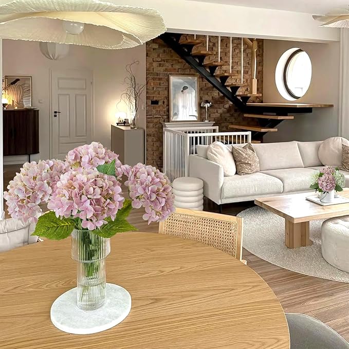 4Pcs 20" Dusty Pink Real Touch Fake Hydrangea Flowers,Full Lifelike Silk Artificial Hydrangeas Fake Flowers for Bouquet Table Centerpieces Spring Wedding Indoor Home