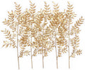 PASYOU Fake Leaves Plants for Christmas Decor, Gold Artificial Shrubs Grass Foliage Plastic Bulk Leaf Indoor Outdoor Home Garden Party Hotel Verandah Wedding Event Faux DIY Decoration - Golden 5 Pack