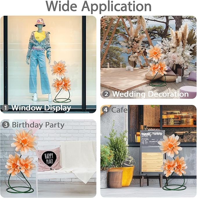 3 Pcs Giant Daisy Fake Flowers for Decoration,37.8" Large Faux Daisy Flower with Stand for Home Decor Garden,Hotel,Office,Photography Props,Wedding,Art Gallery,Shop Window Display(Orange)
