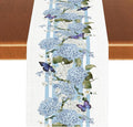 Blue Floral Table Runner, Spring Summer Watercolor Hydrangea Flower Butterfly Country Farmhouse Coffee Table Center Decor for Home Kitchen Dining Patio Holiday Party Table Decorations 13x72 inches