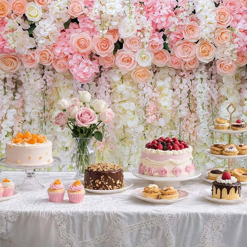 10x10ft Pink Rose Flower Wedding Photography Backdrop Spring Floral Photography Backdrop Valentine's Day Mother's Day Girl Birthday Baby Shower Wedding Bridal Party Banner Photo Booth Props Background
