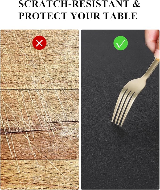 Black Plastic Table Cover Protector, 36" x 72" Waterproof Easy Flat PVC Desk Pad Mat, 1.5mm Thick Rectangle Vinyl Table Top Protector for Dining Room Table, Office, Dresser