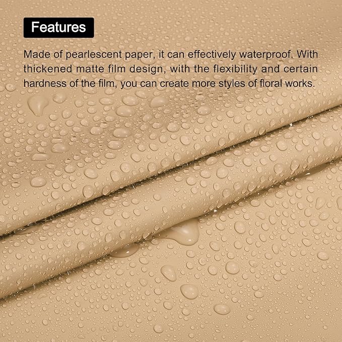 MECCANIXITY Pearlescent Film Flower Wrapping Paper 22.8x22.8 Inch Waterproof for DIY Crafts, Gift/Gift Box Packaging Smoky Orange Pack of 20