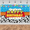3x5ft Cartoon Cowboy Birthday Backdrop, Happy Birthday Decoration Background, Cute Cartoon Theme Party Supplies Outdoor Indoor Photo Banner