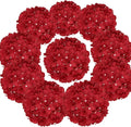 Flojery Silk Hydrangea Heads Artificial Flowers Heads with Stems for Home Wedding Decor,Pack of 10 (Red)