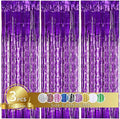 TONIFUL 3Pcs Purple Door Streamers,Purple Photo Booth Backdrop,Metallic Streamers Foil Fringe Curtains for Halloween Birthday,Christmas,New Year,St. Patrick's Day Party Decor(9.9ft x 6.6ft)