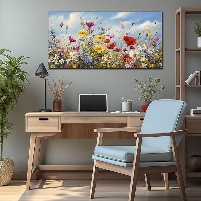 Flower Wall Art for Bedroom Teen Girl Colorful Artwork for Wall Floral Wall Decor for Living Room Ready to Hang 20 x 40 Inch